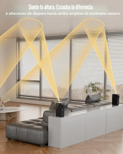 Miniatura 6 de Sistema de sonido envolvente virtual 5.1.2 de madera, 4 altavoces envolventes con cable, potencia máxima de 400 W, barras de sonido para Smart TV