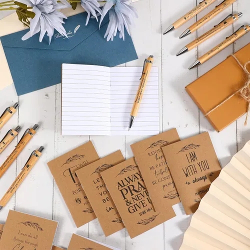 Miniatura 4 de Fuutreo Juego de 40 piezas de regalo cristiano con versículos de la Biblia, diarios de oración, bolígrafos inspiradores religiosos, mini cuaderno