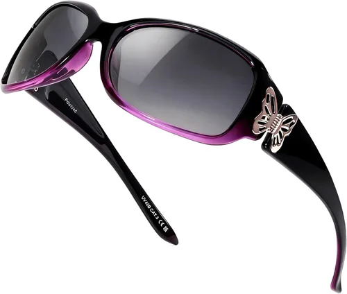 Miniatura 12 de LVIOE - Lentes de sol polarizadas para mujer, decoración de mariposa a la moda, para conducir y pescar - 99.99% de protección UV