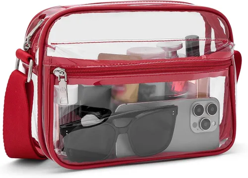 Miniatura 11 de BOSTANTEN Bolsa transparente para mujer, aprobada para estadios, bolsas transparentes pequeñas, bolso cruzado de moda para conciertos, eventos