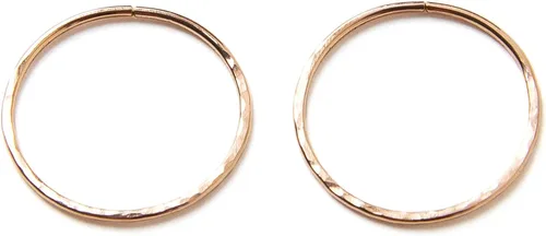 Miniatura 6 de Pequeños aros chapados en oro rosa martillado, mini aretes de aro, aretes de aro Huggie