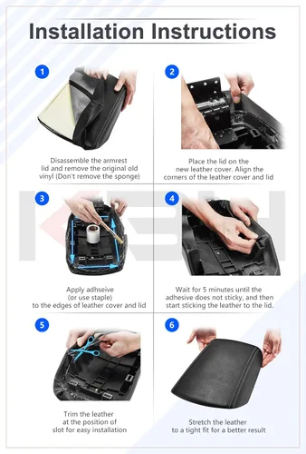 Miniatura 6 de KBH Funda de repuesto para reposabrazos de consola central para GMC Terrain, Chevy Equinox 2010 2011 2012 2013 2014 2015 2016 2017, cuero de vinilo