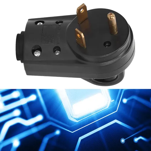 Miniatura 6 de Reemplazo macho de enchufe RV 30A, conector eléctrico de 3 clavijas de 125 V con mango de reparación de cable de alimentación para RV latón nailon 1