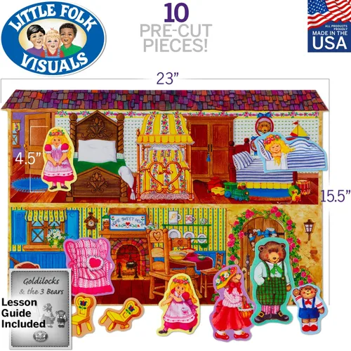 Miniatura 2 de Little Folk Visuals Goldilocks & the Three Bears - Juego de 10 piezas de fieltro precortadas