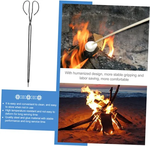 Miniatura 4 de Yardwe Pinzas de chimenea Pinza de metal de abrazadera larga para accesorios de hoguera al aire libre BBQ Clip