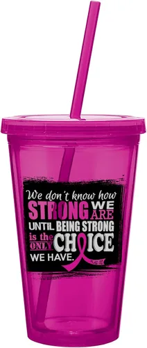 Miniatura 6 de Fight Like a Girl Vaso de acrílico con pajita How Strong We Are para cáncer cerebral/tumor, diabetes, conciencia de la enfermedad de Parkinson