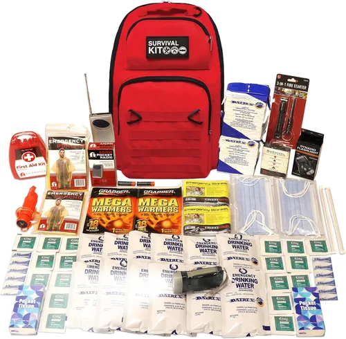 Miniatura 4 de Kit de supervivencia preparado para 1-4 personas, 72 horas para preparación ante desastres, bolsa de emergencia con alimentos y agua, primeros