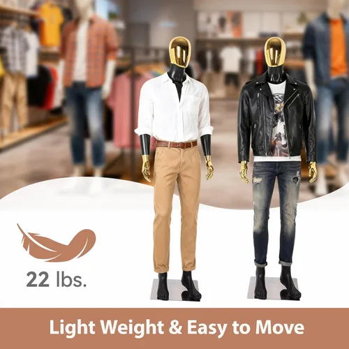 Miniatura 7 de Maniquí de cuerpo completo masculino – Soporte de maniquí con base de metal Pantalla de forma de vestido desmontable, modelo de vestido ajustable
