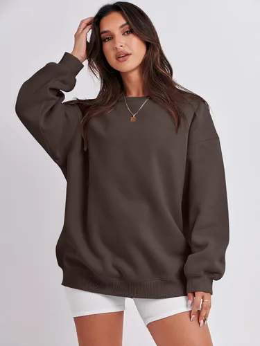 Miniatura 5 de ANRABESS Sudadera de gran tamaño para mujer, cuello redondo, Y2K, con forro polar, casual, cómoda, ropa de otoño 2025