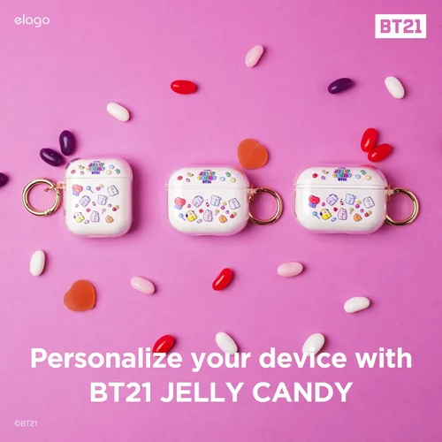 Miniatura 2 de elago BT21 - Funda compatible con Apple AirPods de 3ª generación, funda transparente con llavero, reduce el amarilleo, carga inalámbrica