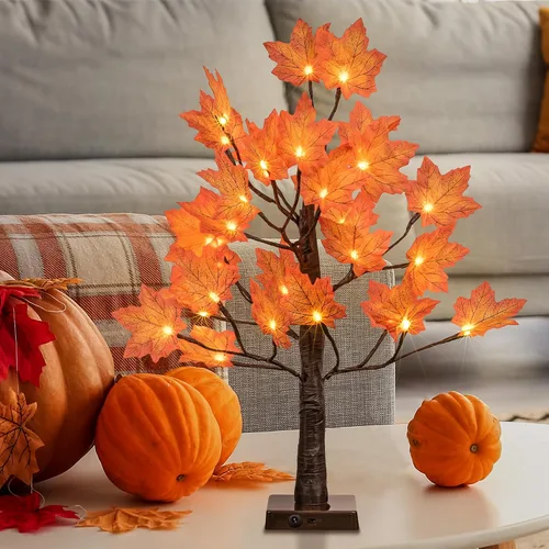 Miniatura 7 de LIGHTSHARE 2 piezas de 4 pies 144 LED (72 LED cada uno) árbol de arce iluminado artificial blanco cálido para Halloween, decoración de otoño