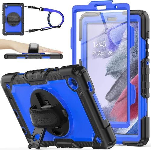 SEYMAC stock Funda para Samsung Galaxy Tab A7 Lite de 8.7 pulgadas con protector de pantalla y soporte para lápiz [correa de mano giratoria 360] y
