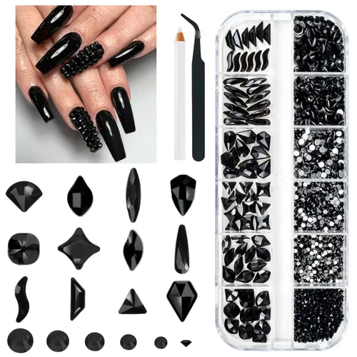 Miniatura 19 de Qiipii 2052 piezas de diamantes de imitación amatista púrpura para uñas, diamantes de imitación de vidrio de color lila claro para uñas, 72 formas