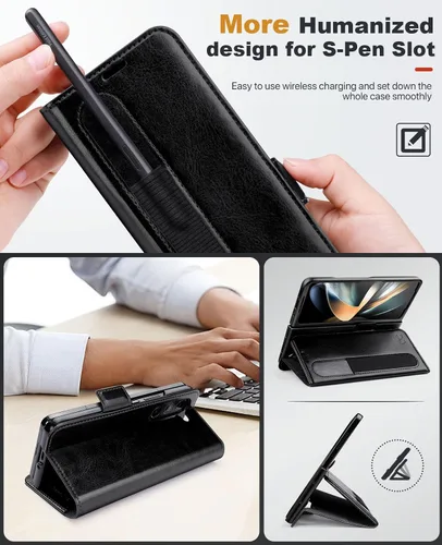 Miniatura 3 de OCASE Funda tipo cartera para Samsung Galaxy Z Fold 5 5G con soporte para S Pen (versión actualizada) de piel sintética, ranuras para tarjetas