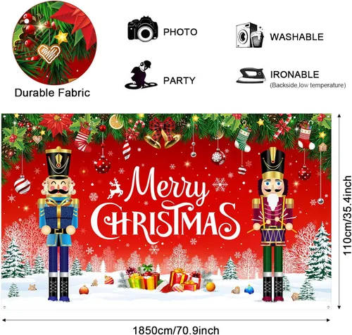 Miniatura 2 de Irenare - Telón de fondo de Navidad, banderines de Feliz Navidad, decoración para fiesta, fondo para fotografía de Navidad, accesorios para fotos