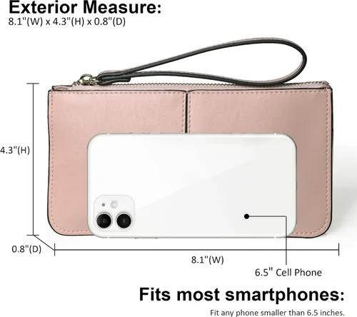 Miniatura 4 de Befen - Bolso clutch de mano de cuero con correa para teléfono celular, organizador de tarjetas