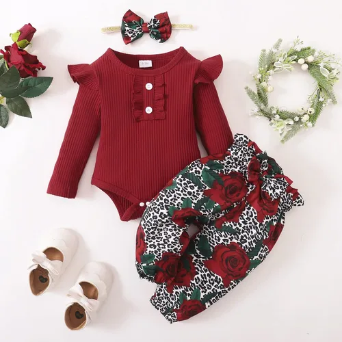 Miniatura 2 de Mioglrie Newborn Infant Baby Girl Clothes Romper Pants Set Cotton Floral Outfits Baby Clothes for Girls