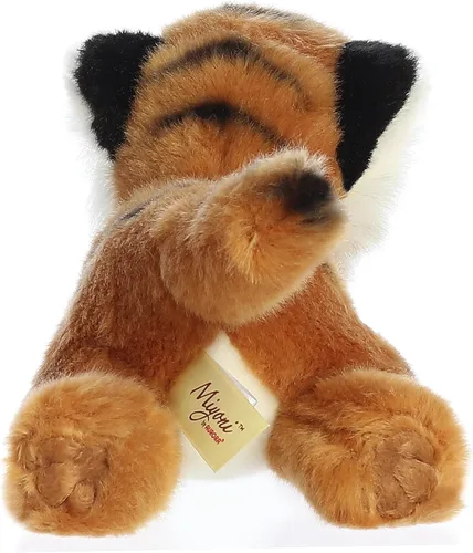 Miniatura 4 de Aurora® Adorable tigre de bengala de peluche Miyoni®, detalle realista, compañía entrañable, marrón, 8 pulgadas