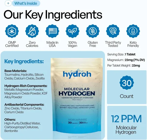 Miniatura 5 de Comprimidos de agua con hidrógeno, comprimidos de hidrógeno molecular para agua potable, ricos en antioxidantes, apoyan la energía cerebral