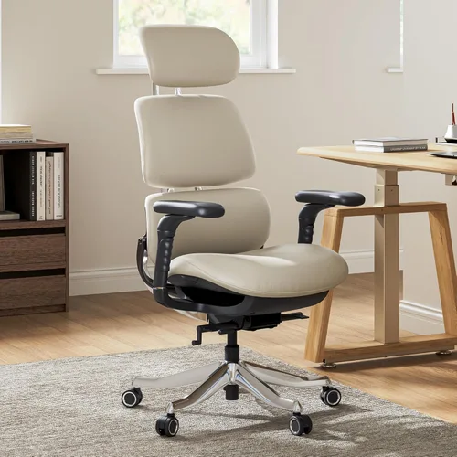 Miniatura 9 de EUREKA ERGONOMIC Silla de oficina ejecutiva, silla de oficina de respaldo alto con soporte lumbar, silla de escritorio ejecutiva de cuero de Negro