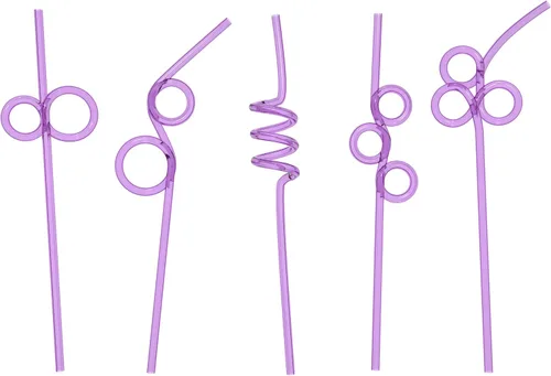 Miniatura 7 de Fiesta First 10 Pajitas Cortas Locas y Divertidas Premium para Niños Surtidas, Pajitas de Beber en Espiral Retorcidas Giratorias Divertidas