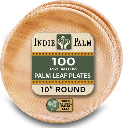 Miniatura 13 de Indie Palm Platos desechables de hoja de palma, paquete de 50 unidades, cuadrados de 8 pulgadas, resistentes, 100% compostables y biodegradables