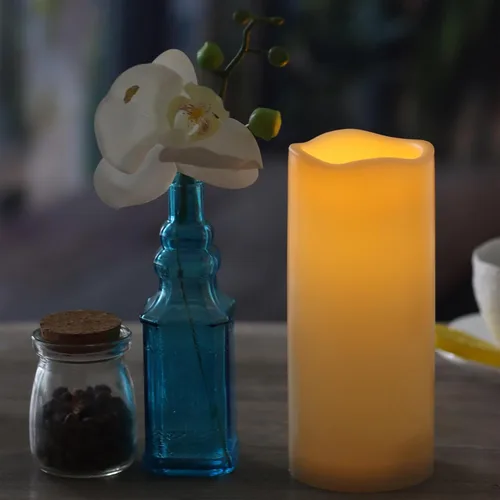 Miniatura 2 de Velas impermeables para exteriores, funcionan con pilas, 3 x 7 pulgadas, sin llama, con temporizador, luces LED eléctricas de plástico parpadeantes