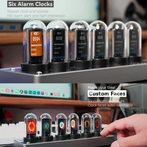 Miniatura 6 de Reloj de Tubo Nixie IPS de Adventurers, Simulación Creativa de Reloj de Tubo Nixie Electrónico de Bricolaje con Pantalla LCD IPS de 6 Bits, 12/24