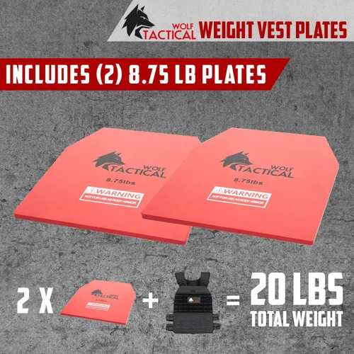 Miniatura 2 de WOLF TACTICAL Chaleco con peso y placas para chaleco de peso (negro, 8.75 libras)