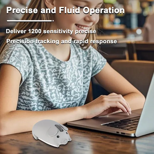 Miniatura 4 de Ratón inalámbrico Bluetooth y modo dual de 2.4 GHz, lindo ratón con forma de cerdo animal con receptor USB, 1200 DPI, ratón óptico de viaje portátil
