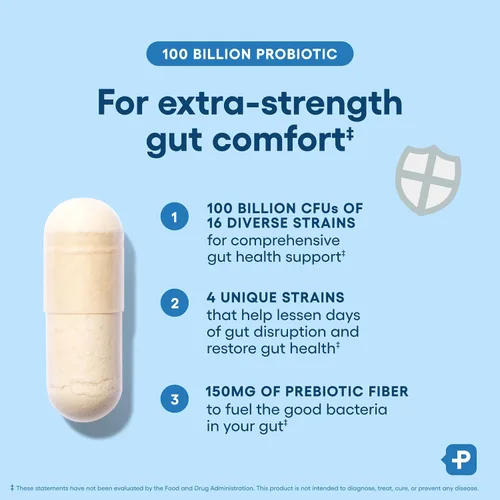 Miniatura 4 de Physician's CHOICE 100 mil millones de probióticos avanzados, 16 cepas + prebióticos orgánicos, salud digestiva e intestinal, apoya el estreñimiento