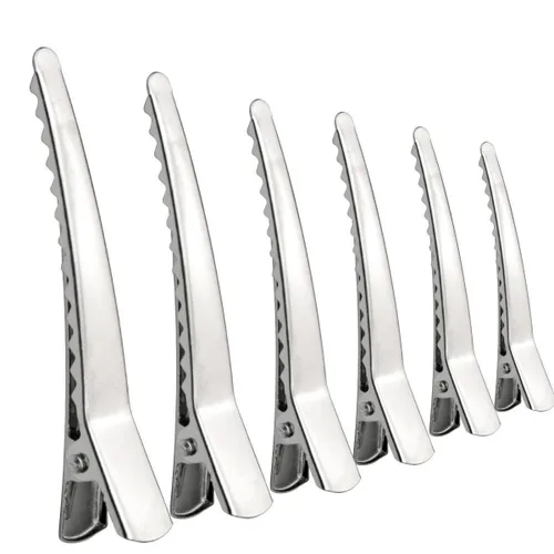 Miniatura 5 de Marrywindix pinzas tipo cocodrilo para el cabello, 2,36 pulgadas, metal plateado, para peluquería, accesorios para el cabello, "hágalo usted mismo