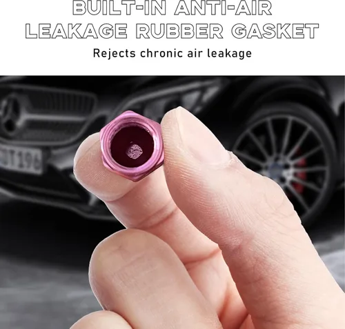 Miniatura 4 de Kewucn 16 piezas de tapas de vástago de válvula de neumático para coche, cubiertas de aire de aluminio con anillo de goma, cubiertas herméticas