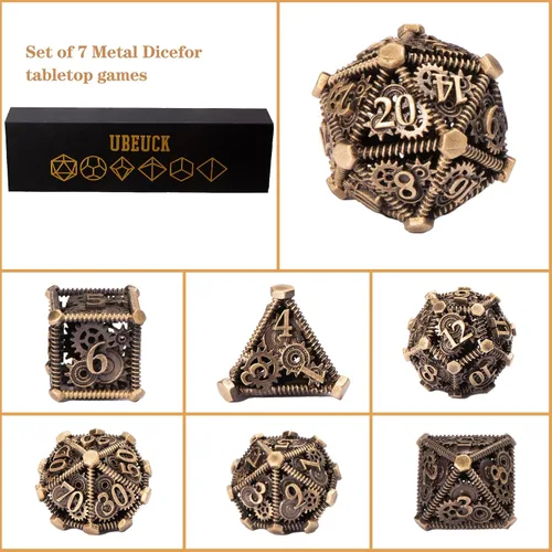 Miniatura 4 de DND - Juego de dados de metal, UBEUCK 7 piezas de dados de metal DND para cajas de juegos de mesa de Calabozos y Dragones