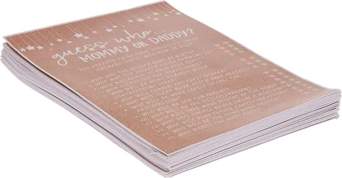 Miniatura 3 de Printed Party Juegos de baby shower - Adivina quién mamá o papá juego para niño o niña, tema de papel kraft rústico, 50 tarjetas