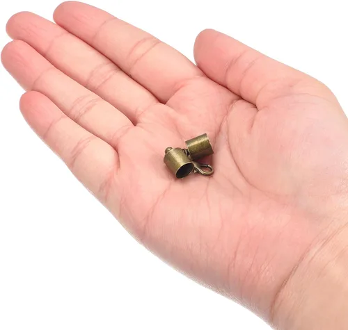 Miniatura 4 de uxcell Juego de 10 tapas de cuero de 0.315 in con cierres de pinza de langosta, terminadores de barril para hacer pulseras de cuero, tono bronce