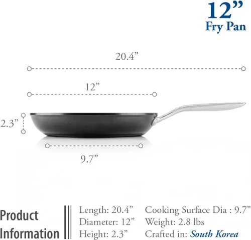 Miniatura 5 de Colección Onyx de TECHEF con nuevo revestimiento antiadherente de teflón platinum (PFOA)., 12", Negro