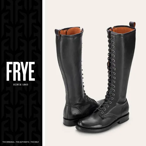 Miniatura 5 de Frye Veronica Botas de combate altas de 15 pulgadas para mujer, hechas de cuero de grano completo con construcción Goodyear Welt, cordones de tela