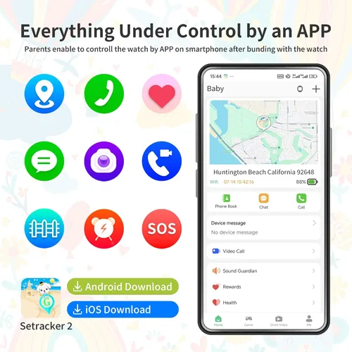 Miniatura 7 de Citfis Reloj inteligente 4G para niños con rastreador GPS, video y llamadas de voz, reloj GPS para niños de 5 a 12 años, cámara de chat SOS, Negro