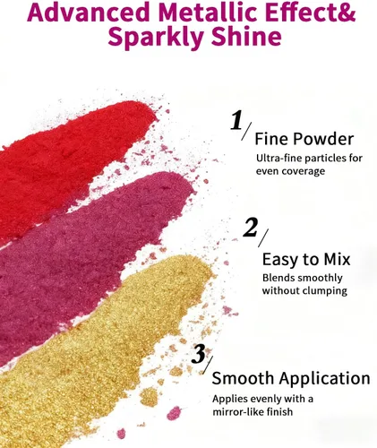 Miniatura 3 de Luckymica Polvo cromado, 10 colores de pigmento cromado espejo metálico, polvo holográfico para uñas, resina epoxi, vasos, slime, manualidades