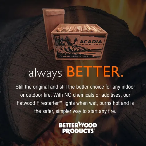 Miniatura 9 de Better Wood Products Edición Limitada Serie Protege Los Parques Encendedor de Fuego de Leña Natural Fatwood, Caja de Madera de 13 Libras, Caja Acadia