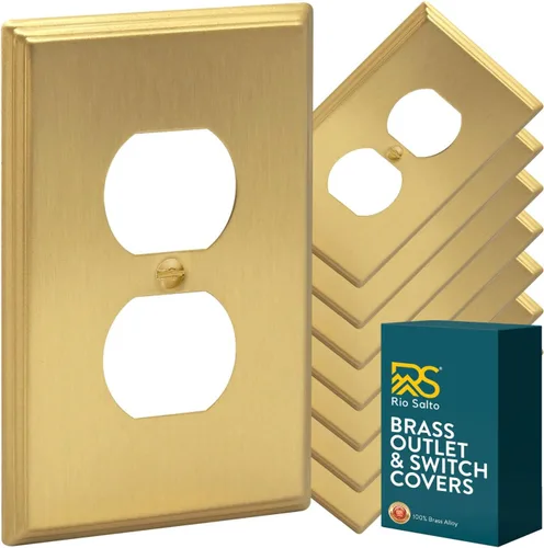 Miniatura 20 de Rio Salto BRASS - Placa de pared moderna de metal dorado para interruptor de luz o cubierta de enchufe, placa de pared para receptáculo individual