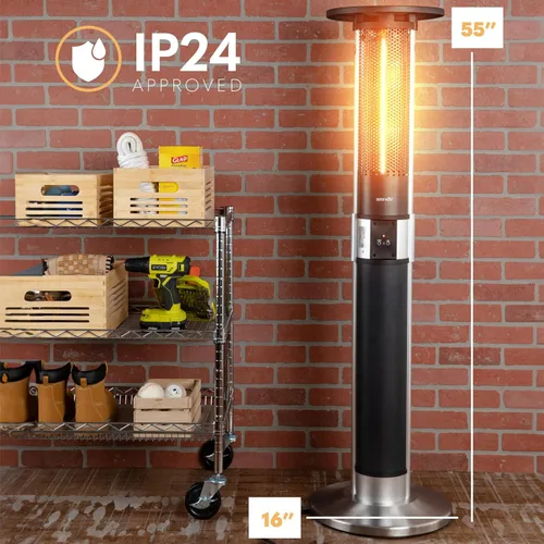 Miniatura 2 de SereneLife Calentador infrarrojo para patio, eléctrico de 1500 W con control remoto, aprobado IP24, marco de aleación de aluminio anodizado