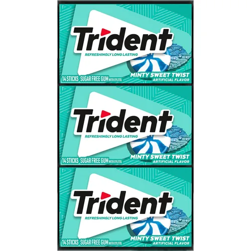 Miniatura 18 de Goma de mascar Trident Minty Sweet Twist sin azúcar, 12 paquetes de 14 piezas (168 piezas en total)