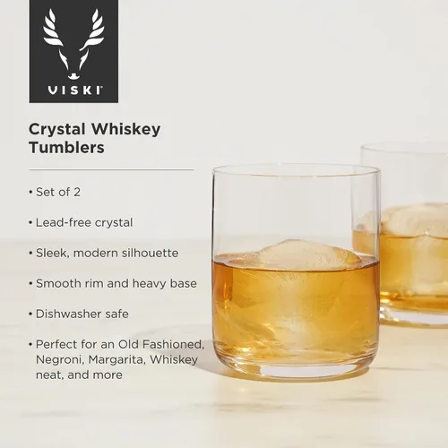 Miniatura 2 de Viski Juego de 2 vasos de whisky de cristal, cristal de alta calidad, elegantes vasos de cóctel de bola baja, juego de regalo de copa de cóctel, 12