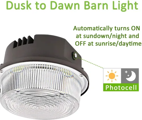 Miniatura 2 de Luz LED de granero 50W, luz de día 5000K 6500LM del atardecer al amanecer al aire libre con fotocélula, equivalente a 400W MH/HPS, luz de seguridad
