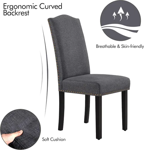 Miniatura 7 de Topeakmart Sillas Parson de tela de estilo clásico con patas de madera de goma y respaldo tapizado para comedor, sala de estar, hotel, restaurante