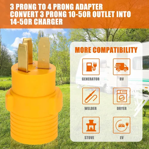 Miniatura 7 de Kanayu Adaptador de Estufa de 3 Clavijas Compatible con Adaptador NEMA 10-50p a 14-50r Enchufe Macho de 3 Clavijas a Receptáculo Hembra de 4 Amarillo