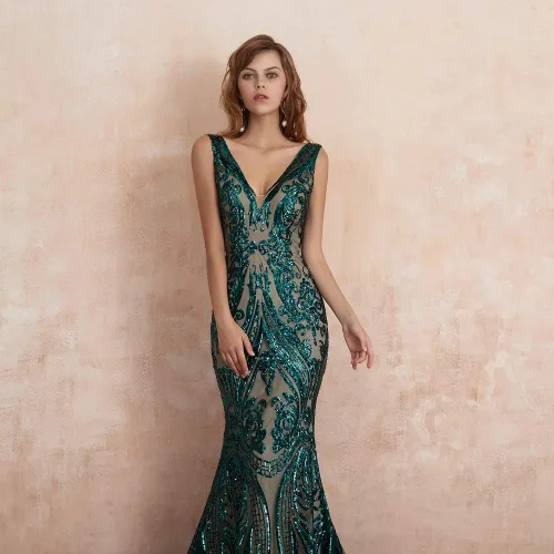 Miniatura 5 de Engerla Vestidos de noche con cuello en V de sirena, vestidos de baile de graduación, vestido de fiesta para mujer, vestidos de celebridades