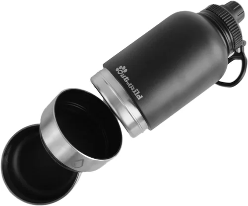 Miniatura 2 de OUT 'N WILD Botella de agua portátil aislada para perros y cuencos – Accesorios de viaje todo en uno, alimentos y líquidos para mascotas, para Negro